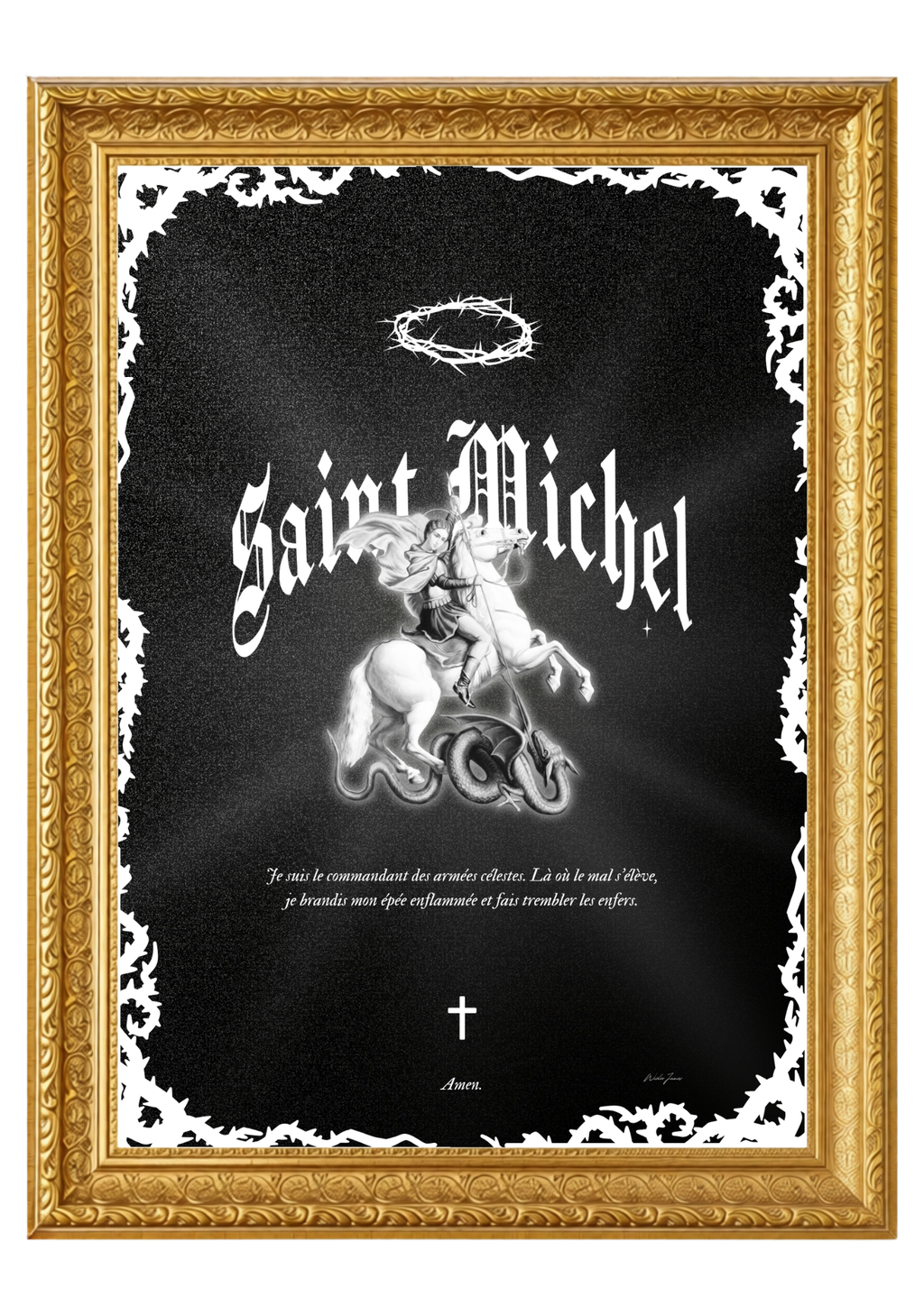 Tableau Artisanal en Or - Saint Michel : I